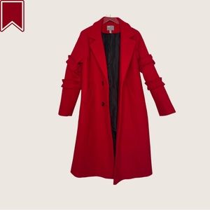 ASOS Double Breasted Long Red accent sleeve coat.